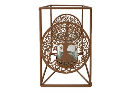 CANDELABROS Y PORTAVELAS | PORTAVELAS METAL Y CRISTAL ARBOL DE LA VIDA 13,50 x 13,50 x 20 cm