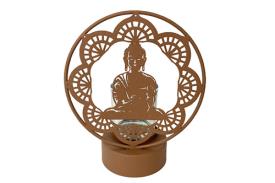 CANDELABROS Y PORTAVELAS | PORTAVELAS METAL Y CRISTAL BUDA 18 x 10 x 21,50 cm