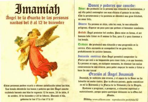 POSTALES Y POSTERS | POSTAL NGEL IMAMIAH 8 AL 12 DICIEMBRE (N 52).