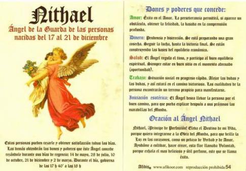 POSTALES Y POSTERS | POSTAL NGEL NITHAEL 17 AL 21 DICIEMBRE (N 54).