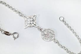 JOYERIA | PULSERA  PLATA DOBLE PROTECCION CON CIERRE (Nudo de Brujas y Tetragramaton 1,5 cm.)