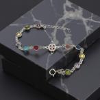 PULSERA  PLATA NUDO DE BRUJAS CON BRILLANTES DE COLORES