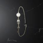 PULSERA  PLATA TRIPLE PROTECCION MEDALLA SAN BENITO, CRUZ DE CARAVACA Y LLAVE DE SAN BENITO