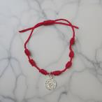 PULSERA 7 NUDOS ROJA CON DIJE MEDALLA SAN BENITO PLATA PULSERA 7 NUDOS ROJA CON DIJE MEDALLA SAN BENITO PLATA