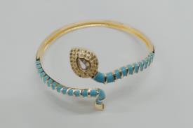 PULSERAS | PULSERA ACERO DORADO ADAPTABLE SERPIENTE COLOR AZUL CON BRILLANTES