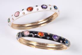 PULSERAS | PULSERA ACERO DORADO CON BRILLANTES MULTICOLOR (COLORES SURTIDOS)