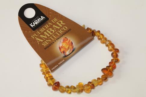 COLLARES, PULSERAS, PENDIENTES Y ANILLOS MINERALES | PULSERA CHIP ELASTICA AMBAR SINTETICO