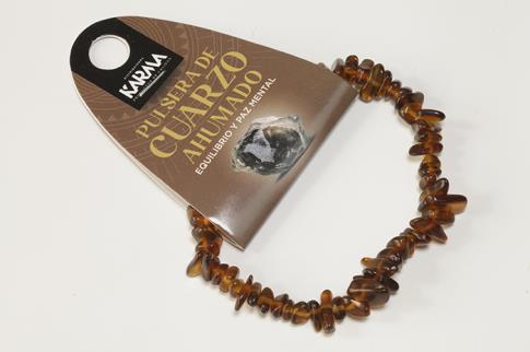 COLLARES, PULSERAS, PENDIENTES Y ANILLOS | PULSERA CHIP ELASTICA CUARZO AHUMADO