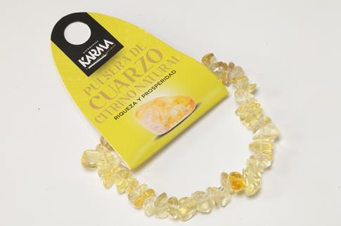 COLLARES, PULSERAS, PENDIENTES Y ANILLOS MINERALES | PULSERA CHIP ELASTICA CUARZO CITRINO SINTETICO