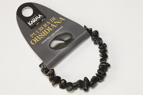 COLLARES, PULSERAS, PENDIENTES Y ANILLOS | PULSERA CHIP ELASTICA OBSIDIANA