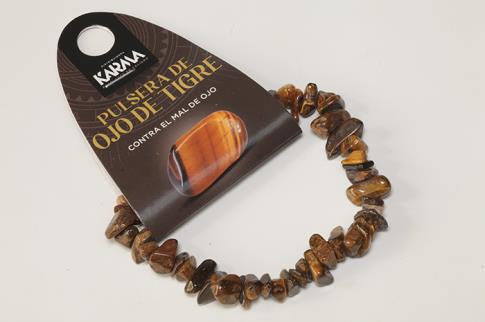 COLLARES, PULSERAS, PENDIENTES Y ANILLOS | PULSERA CHIP ELASTICA OJO DE TIGRE