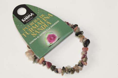 COLLARES, PULSERAS, PENDIENTES Y ANILLOS | PULSERA CHIP ELASTICA TURMALINA SANDIA