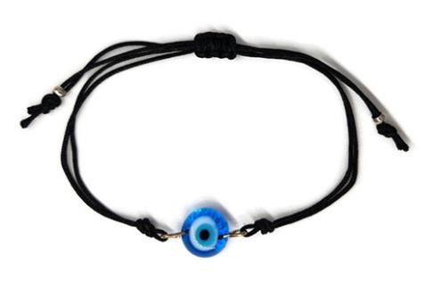 COMODIN | PULSERA CORDON COLOR NEGRO CON OJO TURCO