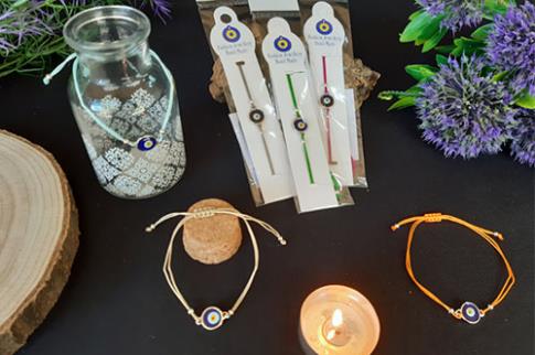 AMULETOS Y TALISMANES | PULSERA CORDON OJO TURCO METAL