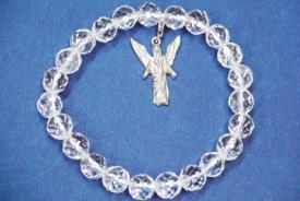 COLLARES, PULSERAS, PENDIENTES Y ANILLOS | PULSERA CUARZO CRISTAL FACETEADO 8MM CON ARCANGEL GABRIEL EN PLATA DE LEY