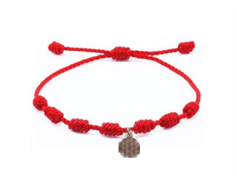 COMODIN | PULSERA DE LOS 7 NUDOS CON FLOR DE LA VIDA 18X55M EN PLATA DE LEY