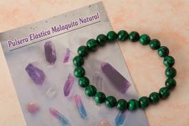 COLLARES, PULSERAS, PENDIENTES Y ANILLOS | PULSERA ELASTICA 23 BOLAS 8 MM  MALAQUITA SINTETICA
