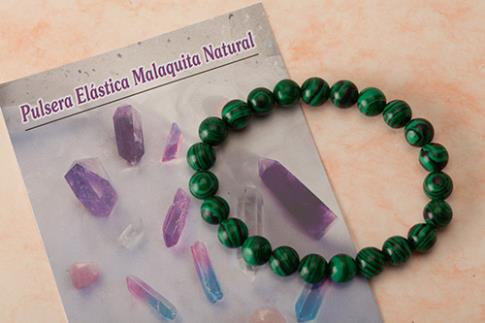 COLLARES, PULSERAS, PENDIENTES Y ANILLOS | PULSERA ELASTICA 23 BOLAS 8 MM  MALAQUITA SINTETICA