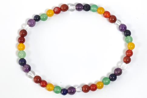 COLLARES, PULSERAS, PENDIENTES Y ANILLOS MINERALES | PULSERA ELASTICA BOLA 4MM CARNEOLA 7 CHAKRAS