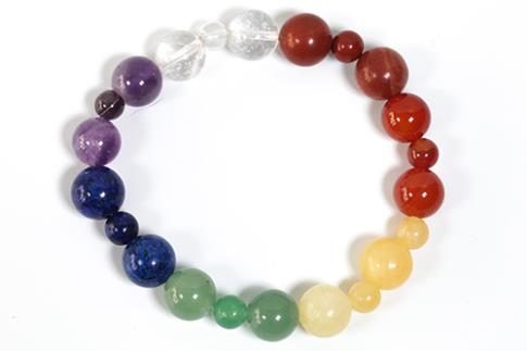 COLLARES, PULSERAS, PENDIENTES Y ANILLOS | PULSERA ELASTICA BOLA 6MM+10MM 7 CHAKRAS
