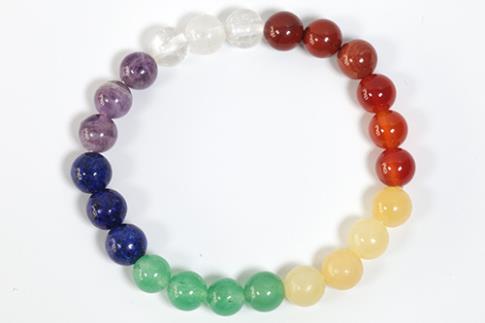 COLLARES, PULSERAS, PENDIENTES Y ANILLOS | PULSERA ELASTICA BOLA 8MM 7 CHAKRAS
