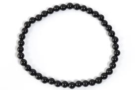 COLLARES, PULSERAS, PENDIENTES Y ANILLOS | PULSERA ELASTICA BOLA DE TURMALINA NEGRA 4MM