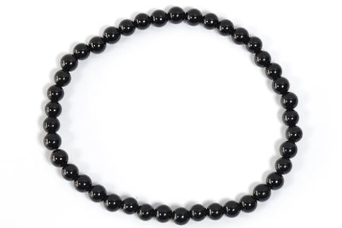 COLLARES, PULSERAS, PENDIENTES Y ANILLOS | PULSERA ELASTICA BOLA DE TURMALINA NEGRA 4MM
