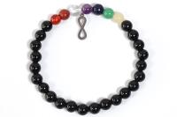 PULSERA ELASTICA BOLAS 6MM OBSIDIANA Y 7 CHAKRAS CON DIJE SIMBOLO INFINITO EN ACERO INOXIDABLE PULSERA ELASTICA BOLAS 6MM OBSIDIANA Y 7 CHAKRAS CON DIJE SIMBOLO INFINITO EN ACERO INOXIDABLE
