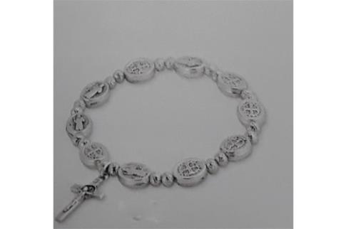 COMODIN | PULSERA ELASTICA MEDALLAS SAN BENITO OVALADAS Y CRUZ 6 CM DIAMETRO