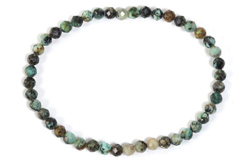 COLLARES, PULSERAS, PENDIENTES Y ANILLOS | PULSERA ELASTICA TURQUESA AFRICANA FACETEADA 4MM