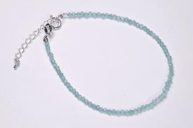 PULSERAS | PULSERA FACETEADA AGUAMARINA BOLA 2MM CON CIERRE DE PLATA