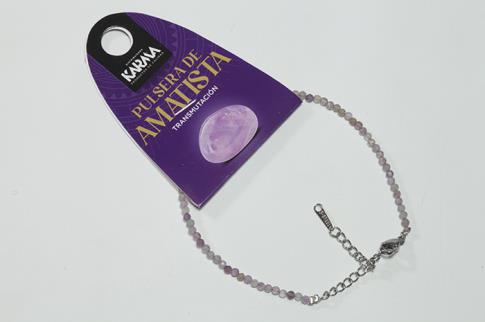 COMODIN | PULSERA FACETEADA AMATISTA BOLAS 2MM CON CIERRE DE ACERO