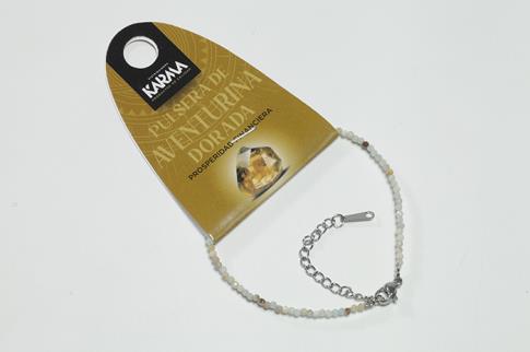 COLLARES, PULSERAS, PENDIENTES Y ANILLOS MINERALES | PULSERA FACETEADA AVENTURINA DORADA BOLAS 2MM CON CIERRE DE ACERO
