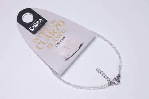 COLGANTES DE MINERALES | PULSERA FACETEADA CUARZO CRISTAL BOLAS 2MM CON CIERRE DE ACERO