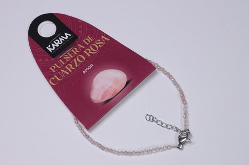 COLGANTES DE MINERALES | PULSERA FACETEADA CUARZO ROSA BOLAS 2MM CON CIERRE DE ACERO