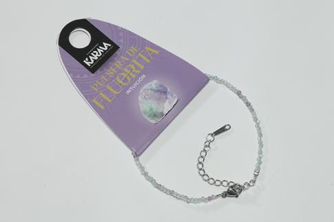 COMODIN | PULSERA FACETEADA FLUORITA BOLAS 2MM CON CIERRE DE ACERO