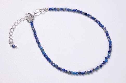 PULSERAS | PULSERA FACETEADA LAPISLAZULI BOLA 2-3MM CON CIERRE DE PLATA