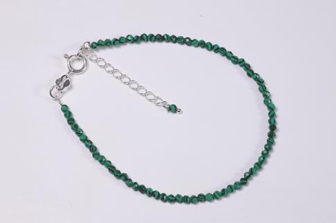 PULSERAS | PULSERA FACETEADA MALAQUITA BOLA 2-3MM CON CIERRE DE PLATA