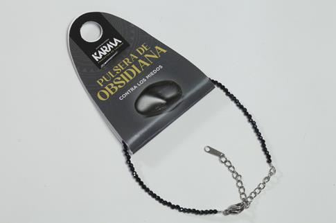 COMODIN | PULSERA FACETEADA OBSIDIANA BOLAS 2MM CON CIERRE DE ACERO