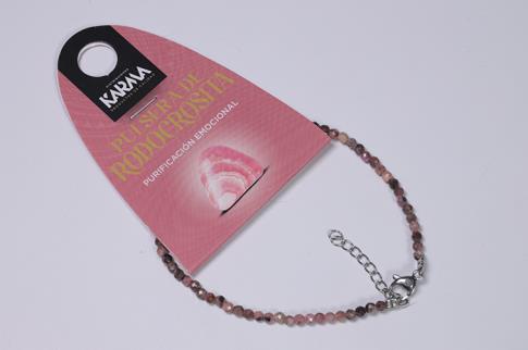 COLGANTES DE MINERALES | PULSERA FACETEADA RODOCROSITA BOLAS 2MM CON CIERRE DE ACERO
