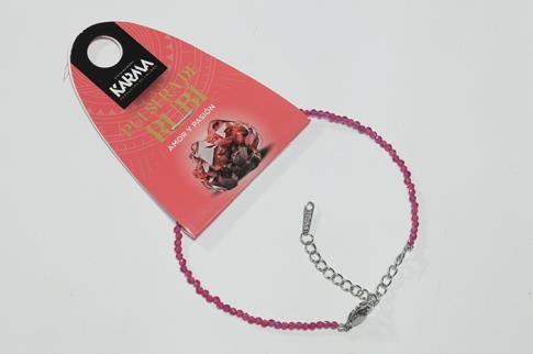 COLGANTES DE MINERALES | PULSERA FACETEADA RUBI BOLAS 2MM CON CIERRE DE ACERO