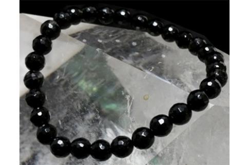 COLLARES, PULSERAS Y PENDIENTES | PULSERA FACETEADA TURMALINA NEGRA 10 mm