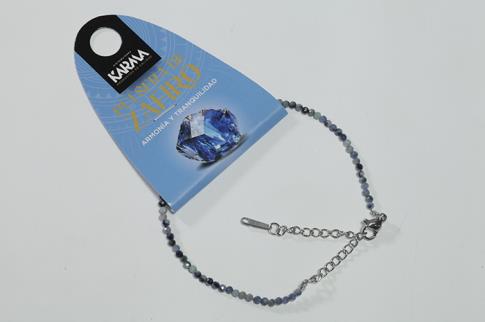 COMODIN | PULSERA FACETEADA ZAFIRO BOLAS 2MM CON CIERRE DE ACERO