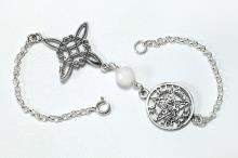 PULSERA PLATA DOBLE PROTECCION CON BOLITAS DE MINERALES (COLORES SURTIDOS)