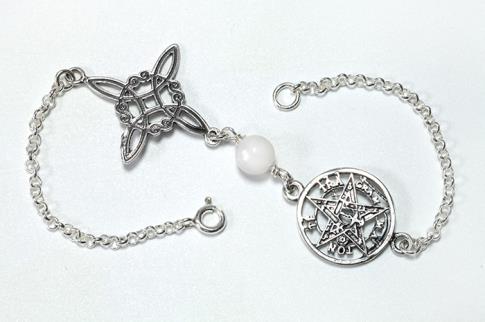 PULSERAS | PULSERA PLATA DOBLE PROTECCION MAXI CON BOLITA DE MINERAL EN MEDIO (COLORES SURTIDOS)