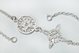 JOYERIA | PULSERA PLATA DOBLE PROTECCION MAXI CON CIERRE (Nudo de Brujas 2,2cm y Tetragramaton 1,5 cm.)