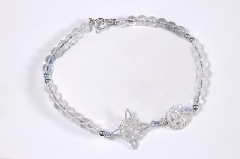 PULSERAS | PULSERA PLATA DOBLE PROTECCION Y BOLITAS FACETEADAS (MINERALES SURTIDOS)