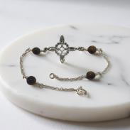 Novedades | PULSERA PLATA ENVEJECIDA NUDO DE BRUJAS MAXI CON BOLITAS MINERAL Y CIERRE