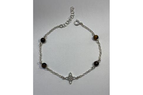PULSERAS | PULSERA PLATA NUDO DE BRUJAS Y BOLITAS (MINERALES SURTIDOS)