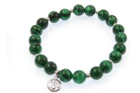 COLLARES, PULSERAS, PENDIENTES Y ANILLOS | PULSERA PLATA OM MALAQUITA SINTETICA